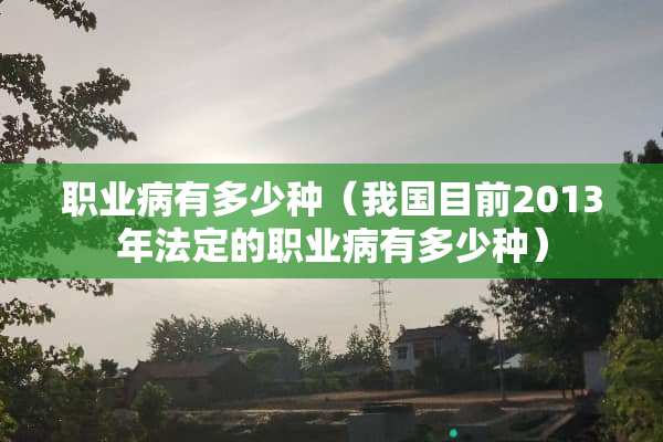 职业病有多少种（我国目前2013年法定的职业病有多少种）