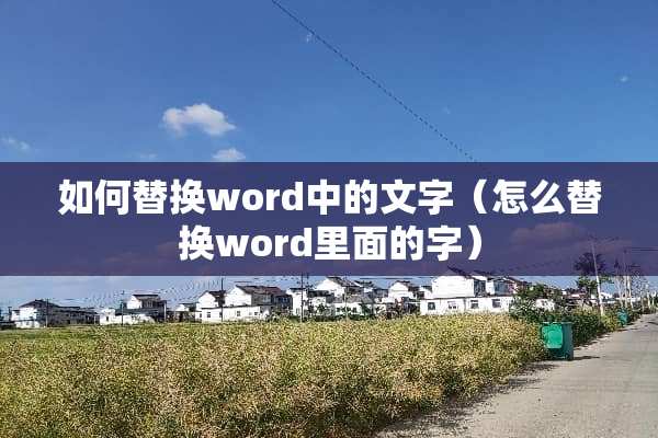 如何替换word中的文字（怎么替换word里面的字）