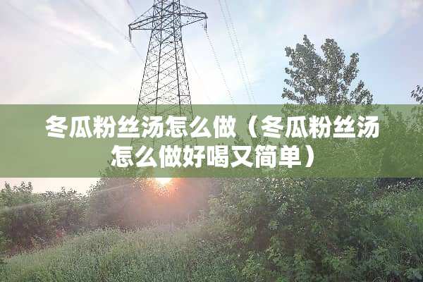 冬瓜粉丝汤怎么做（冬瓜粉丝汤怎么做好喝又简单）
