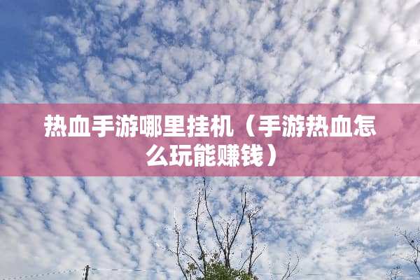 热血手游哪里挂机（手游热血怎么玩能赚钱）