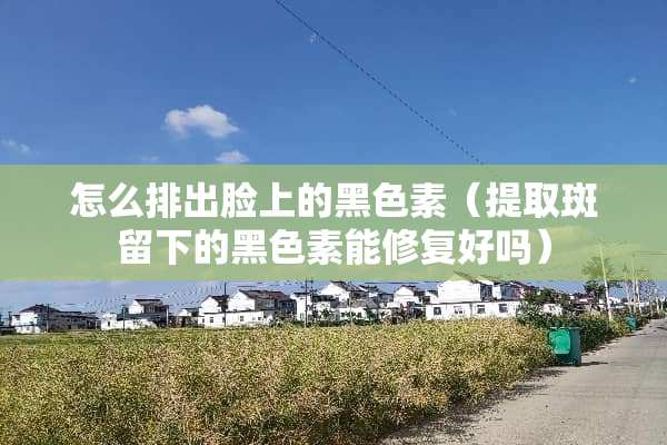 怎么排出脸上的黑色素（提取斑留下的黑色素能修复好吗）