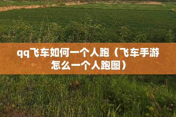 qq飞车如何一个人跑（飞车手游怎么一个人跑图）