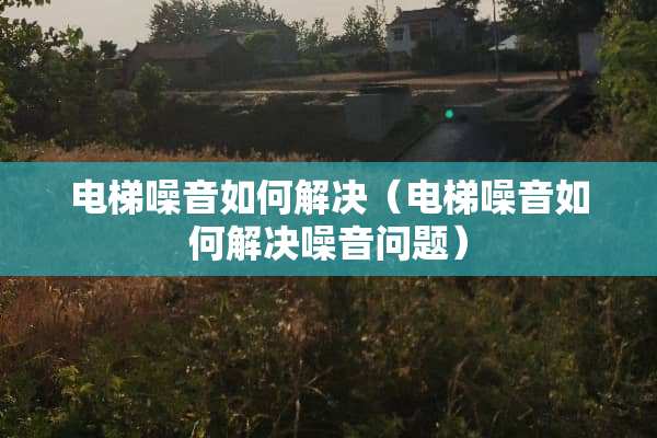 电梯噪音如何解决（电梯噪音如何解决噪音问题）