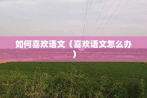 如何喜欢语文（喜欢语文怎么办）