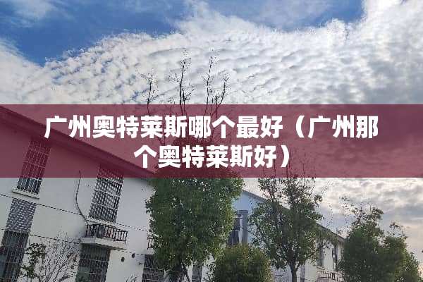 广州奥特莱斯哪个最好（广州那个奥特莱斯好）