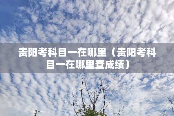 贵阳考科目一在哪里（贵阳考科目一在哪里查成绩）