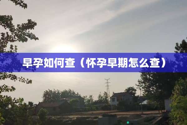 早孕如何查（怀孕早期怎么查）