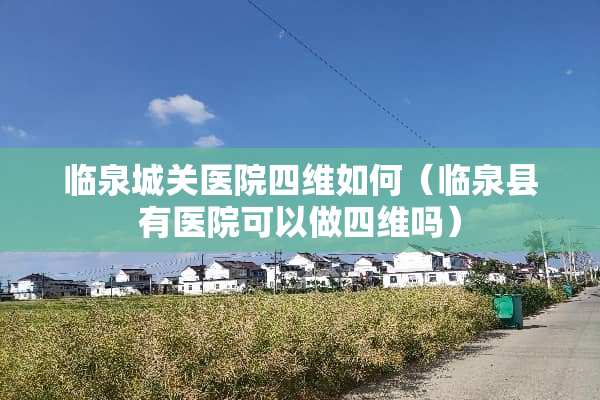 临泉城关医院四维如何（临泉县有医院可以做四维吗）