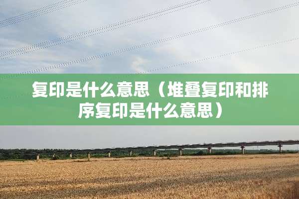 复印是什么意思（堆叠复印和排序复印是什么意思）