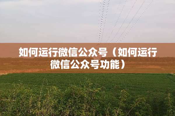 如何运行微信公众号（如何运行微信公众号功能）