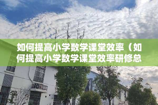 如何提高小学数学课堂效率（如何提高小学数学课堂效率研修总结）