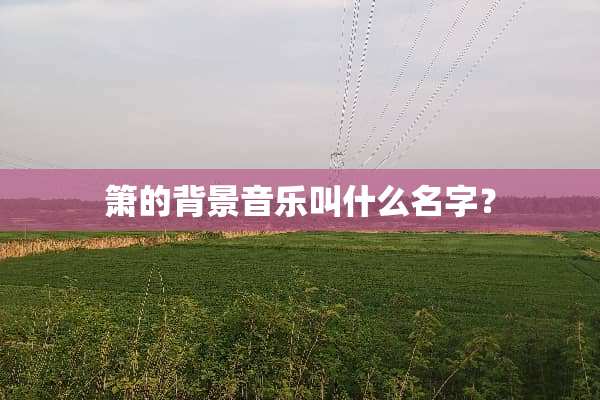 箫的背景音乐叫什么名字？