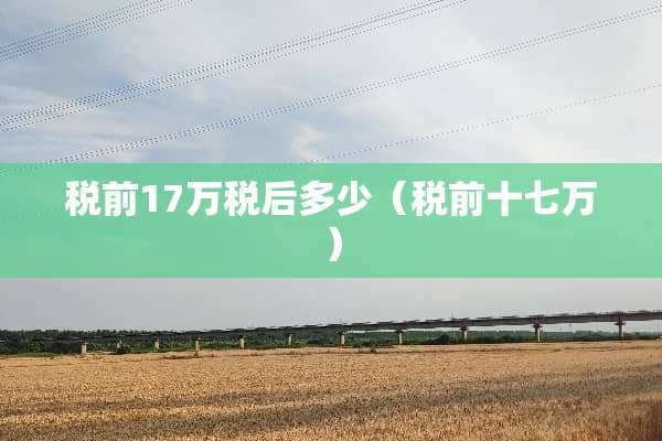 税前17万税后多少（税前十七万）