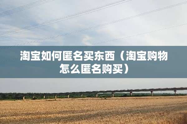 淘宝如何匿名买东西（淘宝购物怎么匿名购买）