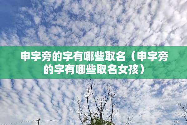 申字旁的字有哪些取名（申字旁的字有哪些取名女孩）