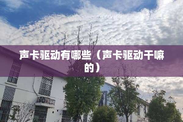 声卡驱动有哪些（声卡驱动干嘛的）