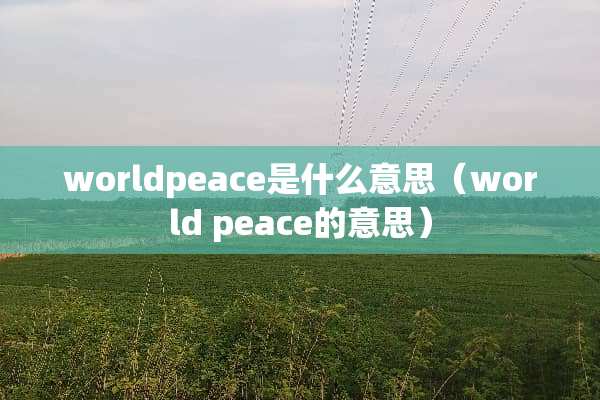 worldpeace是什么意思（world peace的意思）