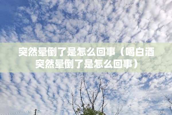 突然晕倒了是怎么回事（喝白酒突然晕倒了是怎么回事）