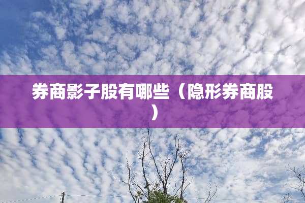 券商影子股有哪些（**券商股）