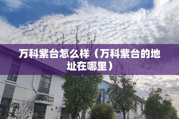 万科紫台怎么样（万科紫台的地址在哪里）