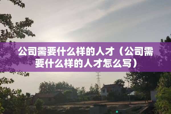 公司需要什么样的人才（公司需要什么样的人才怎么写）