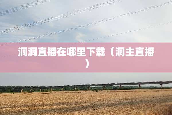 洞洞直播在哪里下载（洞主直播）