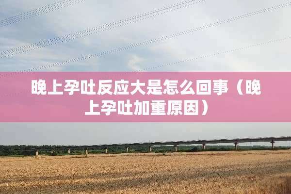 晚上孕吐反应大是怎么回事（晚上孕吐加重原因）
