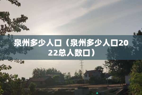 泉州多少人口（泉州多少人口2022总人数口）
