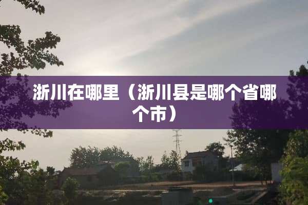 浙川在哪里（浙川县是哪个省哪个市）