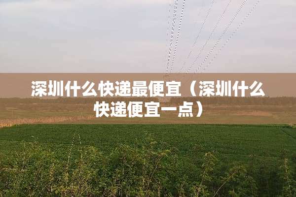深圳什么快递最便宜（深圳什么快递便宜一点）