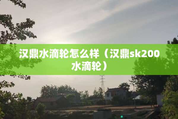 汉鼎水滴轮怎么样（汉鼎sk200水滴轮）