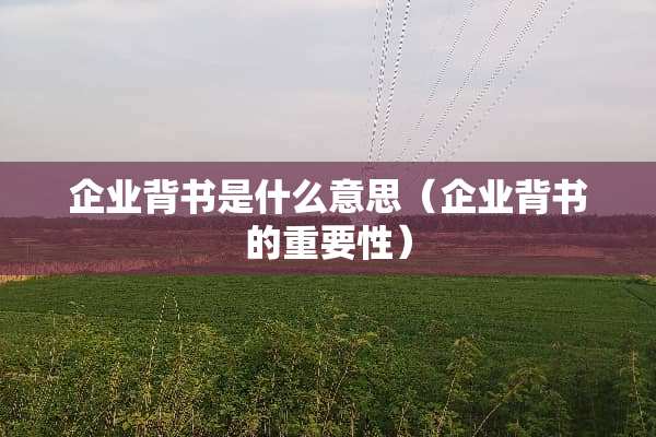 企业背书是什么意思（企业背书的重要性）