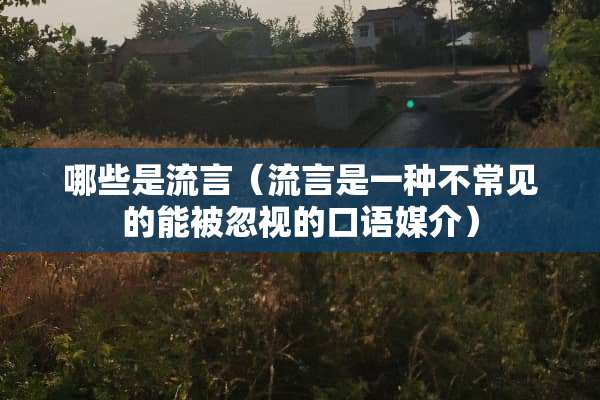 哪些是流言（流言是一种不常见的能被忽视的口语媒介）