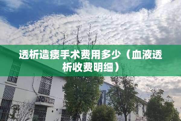 透析造瘘手术费用多少（血液透析收费明细）