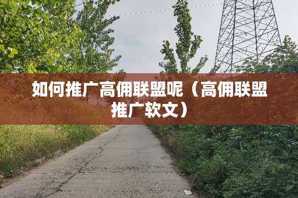 如何推广高佣联盟呢（高佣联盟推广软文）