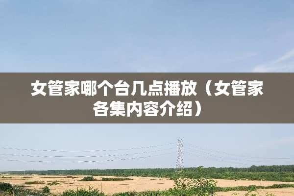 女管家哪个台几点播放（女管家各集内容介绍）