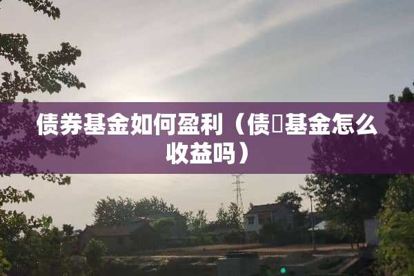 债券基金如何盈利（债劵基金怎么收益吗）