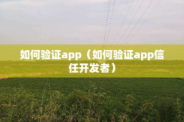 如何验证app（如何验证app信任开发者）