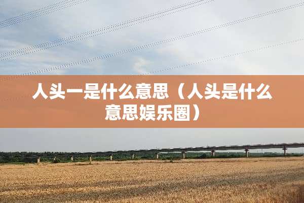 人头一是什么意思（人头是什么意思娱乐圈）