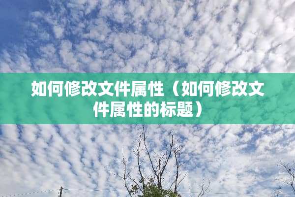 如何修改文件属性（如何修改文件属性的标题）