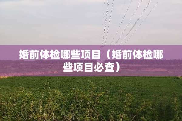 婚前体检哪些项目（婚前体检哪些项目必查）