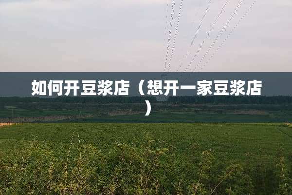 如何开豆浆店（想开一家豆浆店）