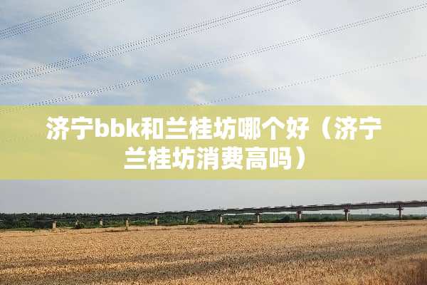 济宁bbk和兰桂坊哪个好（济宁兰桂坊消费高吗）