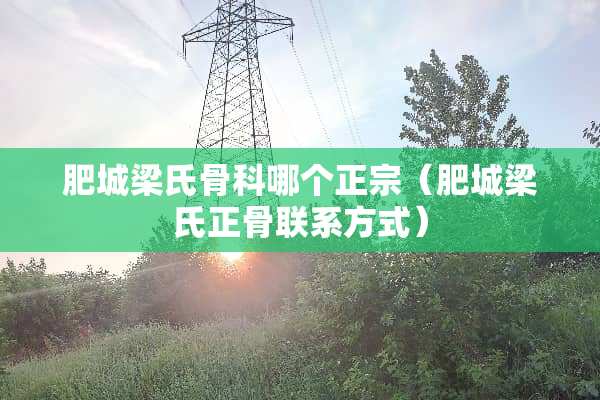 肥城梁氏骨科哪个正宗（肥城梁氏正骨联系方式）