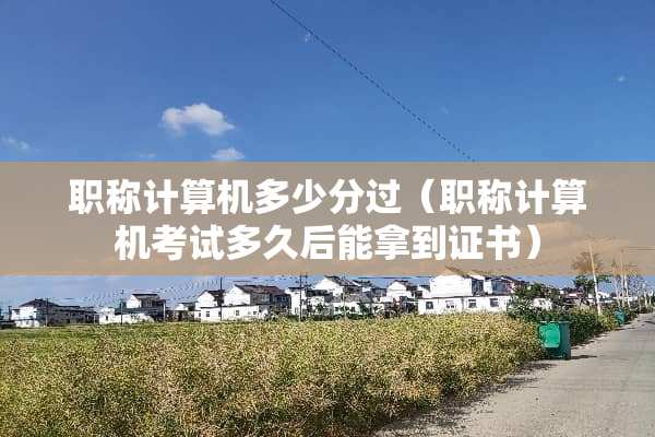 职称计算机多少分过（职称计算机考试多久后能拿到证书）