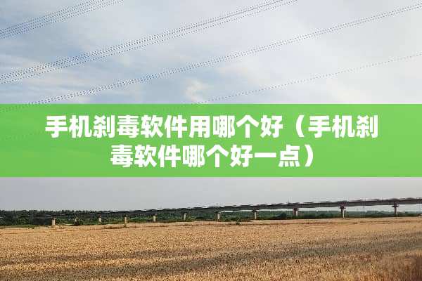 手机刹毒软件用哪个好（手机刹毒软件哪个好一点）
