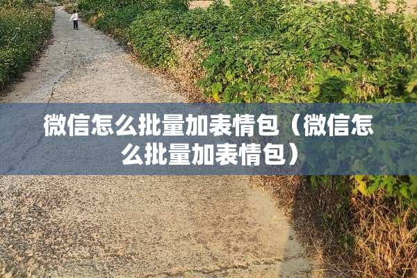 微信怎么批量加表情包（微信怎么批量加表情包）