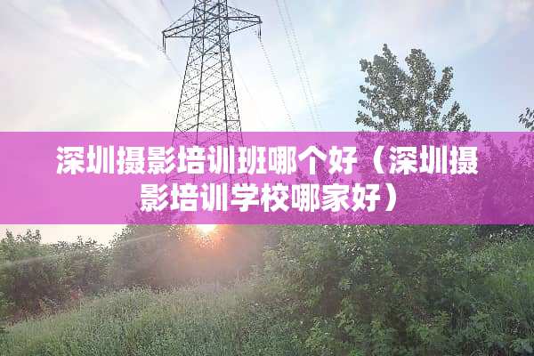 深圳摄影培训班哪个好（深圳摄影培训学校哪家好）