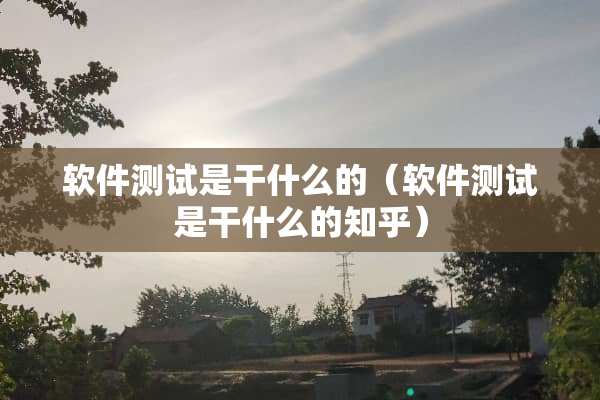 软件测试是干什么的（软件测试是干什么的知乎）
