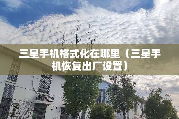 三星手机格式化在哪里（三星手机恢复出厂设置）